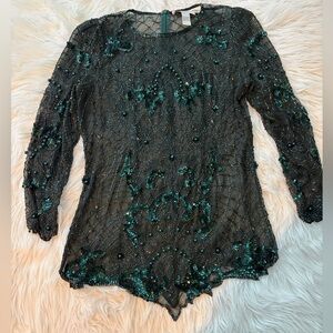 Hand Beaded Green Vintage Women's Tunic